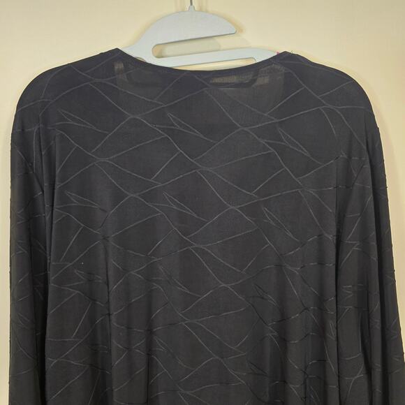 Women's Allison Daley Black Textured V-Neck 3/4 Sleeve Blouse | Size 3X - Picture 7 of 10